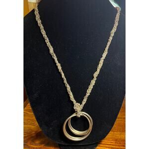 Kenneth Cole New York necklace Gold tone multi ring pendant long length signed